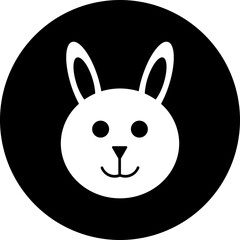 Bunny face glyph icon or symbol.