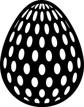 Polka dotted painted egg icon in b&w color