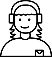 Line art illustration of customer service icon.