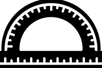 Protractor glyph icon or symbol.