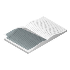 Open notebook icon in 3d style.