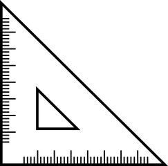 Line art illustration of triangle ruler scale icon.