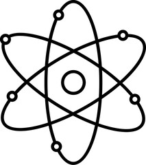 Line art atomic icon in flat style.