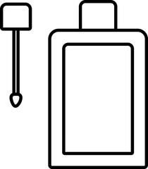 Line art ink bottle icon in flat style.