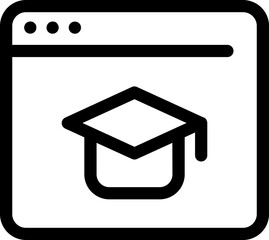 Online education website icon in line art.