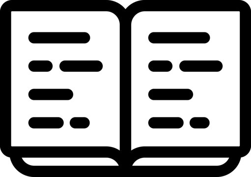 recommend clip art: Line art illustration of open book icon.