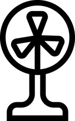 Line art illustration of table fan icon.