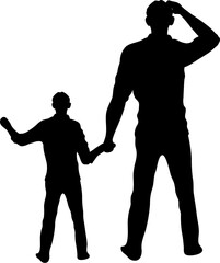 Silhouette character of men in saluting pose.