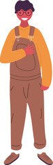 Happy student boy character in standing pose.