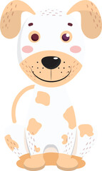 Cartoon character of dog sitting on white background.