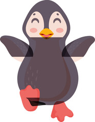 Cartoon penguin character on white background.