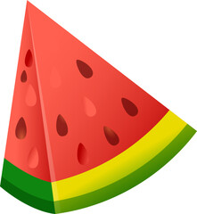 Watermelon slice element on white background.