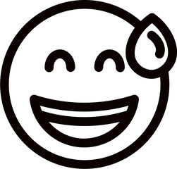 Disbelief or laughing emoji face icon in thin line art.
