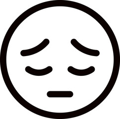 Sad emoticon face icon in line art.