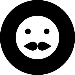 B&W mustache face emoji icon in flat style.