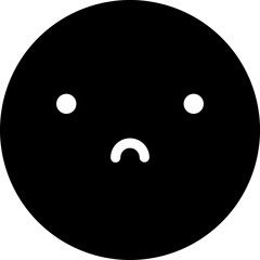 B&W illustration of cute emoji face character icon.