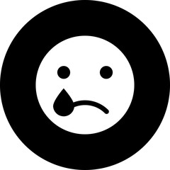 Crying emoticon face character glyph icon.