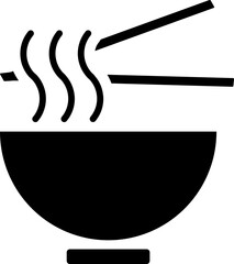 Noodles bowl with chopstick. Glyph icon.