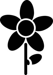 Illustration of Flower icon in b&w color.