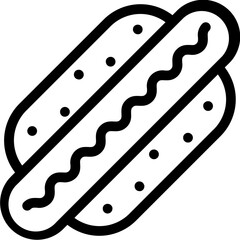 Line art illustration of hot dog icon.