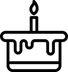 Line art illustration of cake icon.