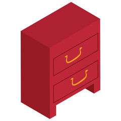 Isometric drawer element in flat style.
