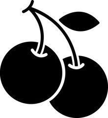 Cherries icon in b&w color.