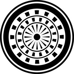 Dartboard icon in b&w color.