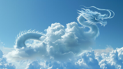 空に浮かぶ雲の形の龍