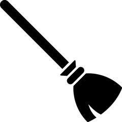 Broom icon in b&w color.