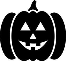 Flat style scary pumpkin icon in b&w color.