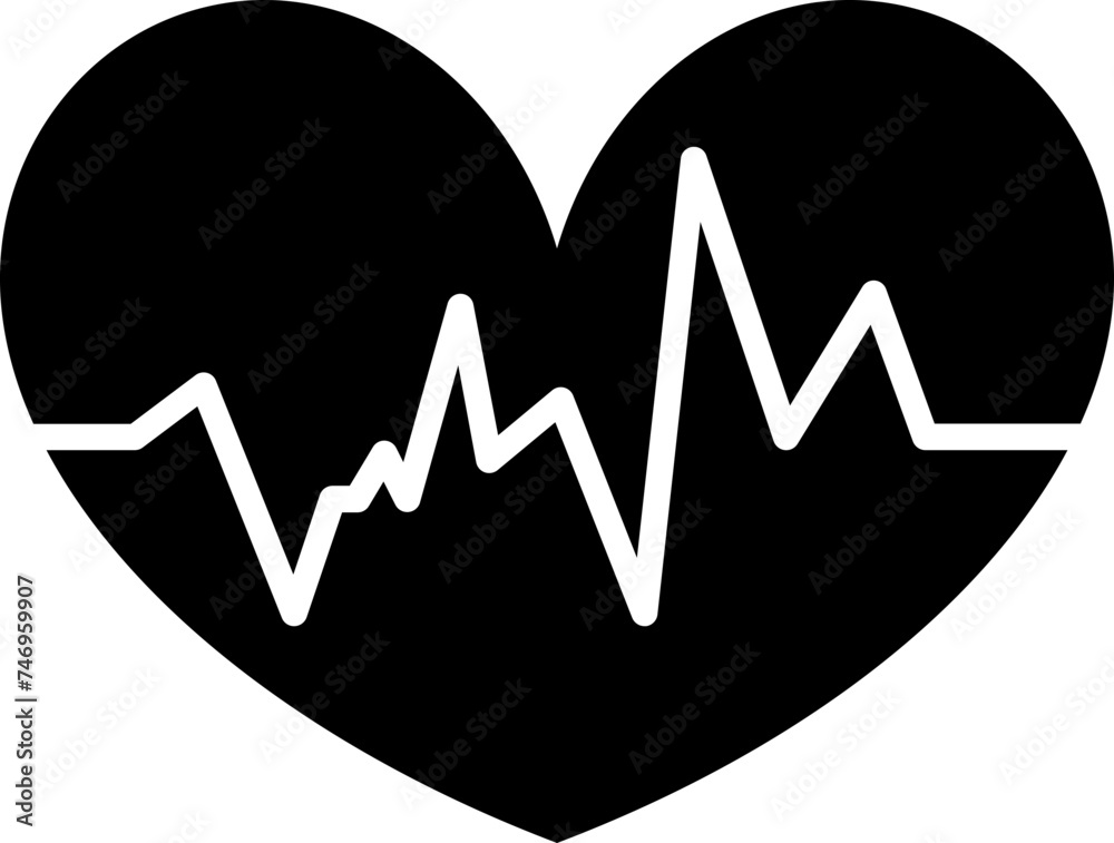 Sticker b&w heartbeat icon or symbol.