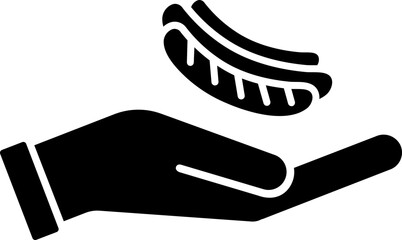 B&W illustration of food donate icon.