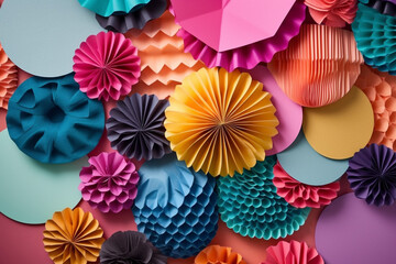 The colorful paper different shapes for wall art 