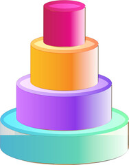 3D concentric circles chart with four (4) steps.