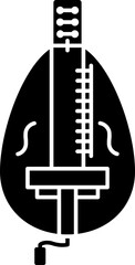 B&W illustration of lute or hurdy gurdy flat icon.