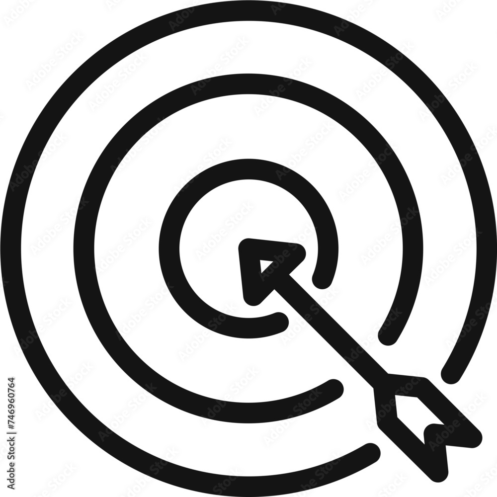 Poster Dart board icon in thin line art.