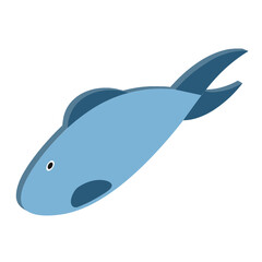 Isolated fish element in isometric style.