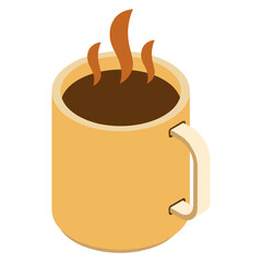 Flat illustration of coffee cup isometric element.
