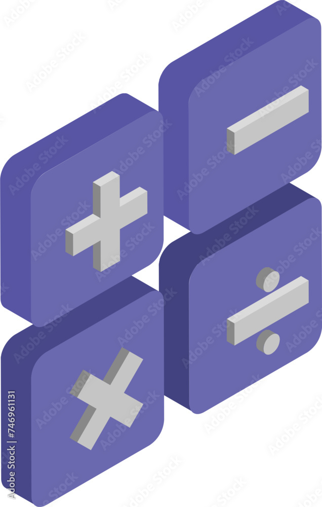 Poster 3d isometric of calculator icon.