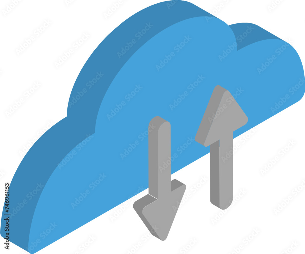 Canvas Prints cloud storage or cloud data transfer icon in 3d style.