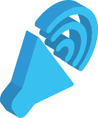 3D isometric of sound icon in blue color.