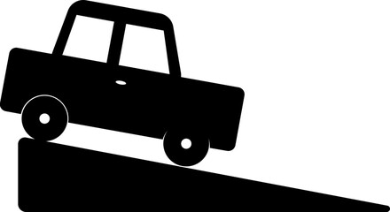 Vehicle landing down on bridge icon.