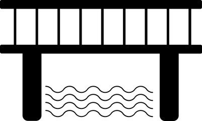 B&W illustration of river bridge icon.