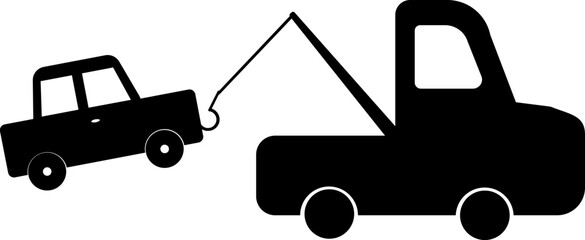 Transport crane picking vehicle icon.