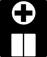 Flat style hospital building icon.