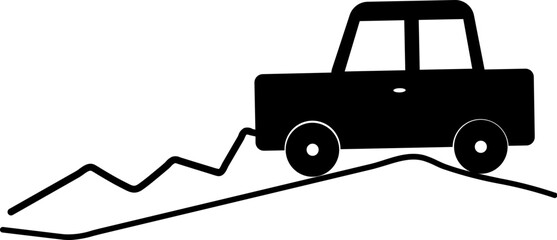 Traveling vehicle on mountain road icon.
