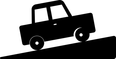 Vehicle climbing on bridge road glyph icon.