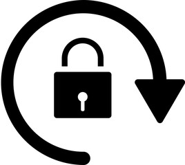 B&W illustration of lock reload or refresh icon.