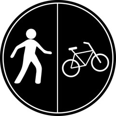 Pedestrian and cycle road sign board icon.